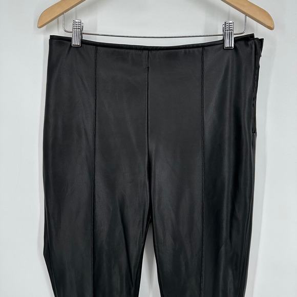 ZARA Faux Leather Skinny Pants High Waist Pleated Ankle Zip Leggings, Black - Picture 6 of 13